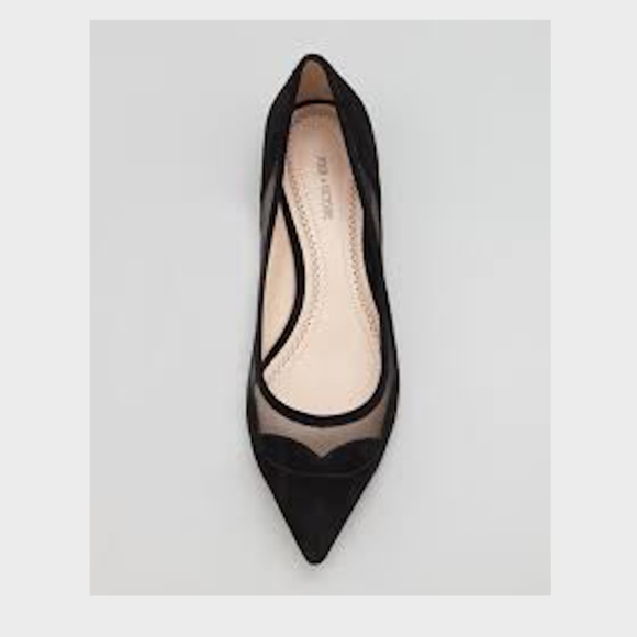 Pour La Victoire Shoes - Pour La Victoire Mesh Inset Scalloped Suede Flats